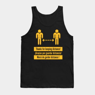 Thanks for keeping distance! (Corona Virus / Multilingual / Gold) Tank Top